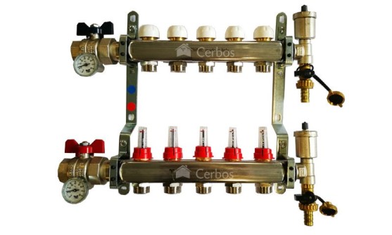 Manifold with flow meters 5x1" x 3/4"